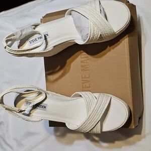 Steve Madden Cream Wedge Sandals